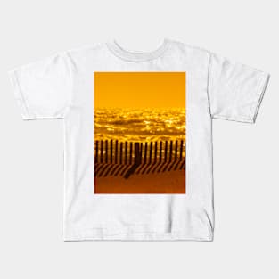 Beach Fence at sunset Kids T-Shirt